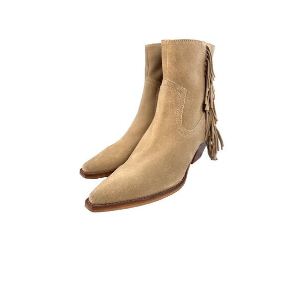 Coconuts by Matisse Jane Fringe Boot 8M Beige Suede Boho Western Chic Rodeocore - Picture 8 of 16